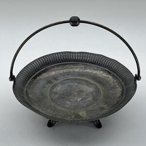 Footed Bowl with handle Silverplate Pairpoint Quadruple 1221 Art Nuevo Vintage